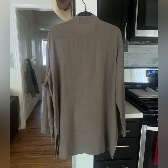 Eileen Fisher Blouse Tunic Linen Blend Size XL Boho Organic Charcoal Gray - Picture 9 of 11